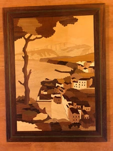 VTG Italy Inlaid Wood Marquetry Picture Botteguccia Sorrento Italy Amalfi Coast - Picture 1 of 12