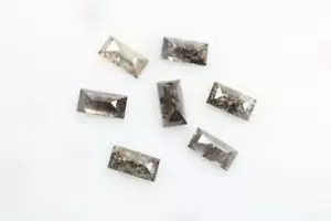 2 Stück Grau Salz und Pfeffer Baguette Diamant 5,0 mm Natürlicher Loser Bague... - Bild 1 von 6