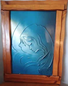 Lienzo esculpido de yeso firmado por Futi 2 imágenes arte ilusión Madonna y niño 25"x19" - Imagen 1 de 8