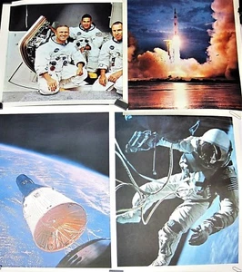 4 Vtg NASA Picture Print Poster Saturn Rocket Gemini Shuttle Astronaut Apollo 8 - Picture 1 of 11