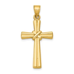 14K Yellow Gold Hollow Cross Pendant L- 1.29 Inch, W-0.66 Inch, 0.98 gram - Picture 1 of 4