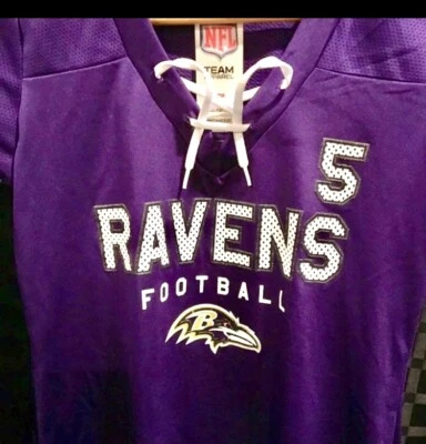 Camiseta deportiva de los Baltimore Ravens #5 Joe Flacco en púrpura NIKE para mujer Foto 1 de 4