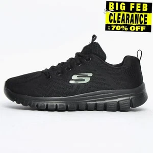 Skechers Graceful Womens MEMORY FOAM Fitness Gym Shoes Trainers Black