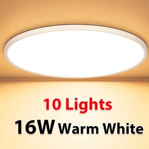 10x LED Ceiling Down Light Round 16W Ultra-THIN 2CM Oyster Lamp Modern WarmWhite - Picture 1 of 10