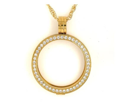 Narcotics Anonymous - NA / AA  Bling Medallion Holder With Chain Gold Plated - Image 1 of 3