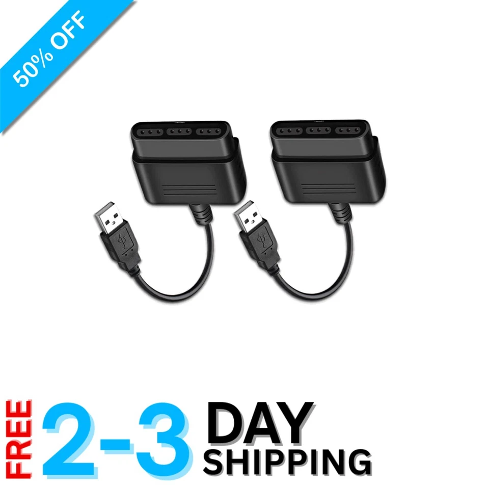 Adattatore da Controller PS2/PS1 a USB, Confezione da 2 per PC e PS3 Gaming - Configurazione Senza Sforzo - Immagine 1 di 4