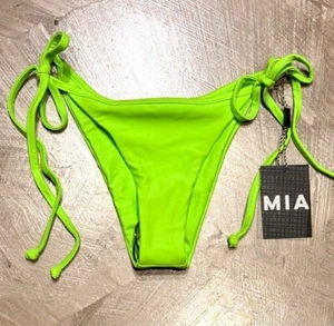 MAI MIA TIE-UP TIE-SIDE TANKINI BIKINI BOTTOM SADIE WOMEN'S SEXY NEON SMALL NWT - Picture 1 of 4