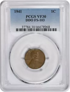 1941 Lincoln Cent DDO FS-103 VF30 PCGS - Picture 1 of 2