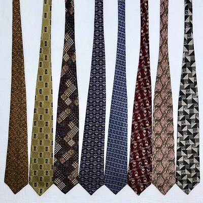 Lote de 8 corbatas de seda de colección con diseños florales de flores sutiles Beene Claiborne Zylos para hombre Foto 1 de 4