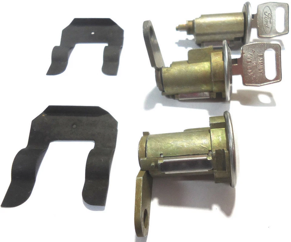 Ford Ignition Switch Lock Cylinder + Pair (2) Door Lock Cylinder W/2 Logo Keys - Image 1 of 1