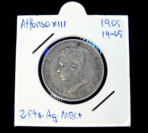 2 Pesetas Alfonso XIII 1905 (*05) Plata MBC+ - Imagen 1 de 10
