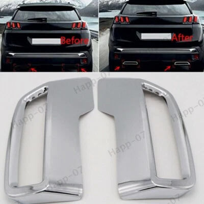 2Pcs Chrome Tail Exhaust Cover Bumper Bezel Trim For Peugeot 3008 5008 2016-2019 - Изображение 1 из 4