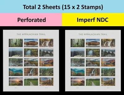 US 5960 5960p The Appalachian Trail F imperf NDC sheet set 15x2 MNH 2025 - Image 1 of 3