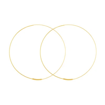 Pendientes tipo argolla de alambre redondo de 40 mm sin fin de oro rosa blanco amarillo de 14K 1,30 gr. Foto 1 de 4