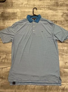 Polo Peter Millar uomo taglia M estiva comoda blu a righe elasticizzata LEGGI - Foto 1 di 13