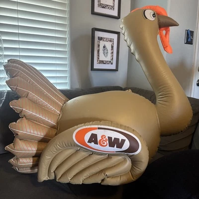 Винтажная РЕДКАЯ A&W Корневое Пиво Кремовая Сода Надувная Индейка магазин дисплей - Изображение 1 из 4