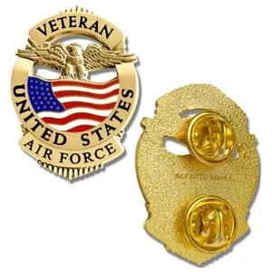 Luftwaffe Veteran Pin - Patriotisches Militär Doppelkupplung Ansteckabzeichen goldfarben - Bild 1 von 5