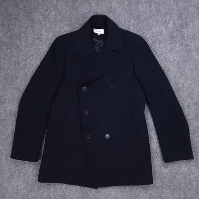 Abrigo Reiss Pea Para Hombre Mediano Azul Marino Mezcla de Lana Forrado Doble Pecho Chaqueta Ellis Foto 1 de 4