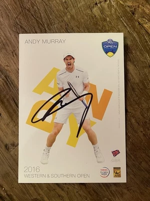 Tarjeta de promoción de campeón de tenis ANDY MURRAY, firmada a mano por Estados Unidos Cincinnati Open. Foto 1 de 4