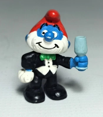 PEYO 2007 SCHLEICH #20706 THE SMURFS PARTY JUBILEE TUXEDO PAPA SMURF FIGURINE Foto 1 de 4
