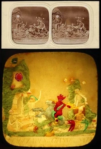 vue stéréo DIABLERIE -  RENDEZ-VOUS DE CHASSE   vers 1860 / tissue polyorama - Imagen 1 de 3