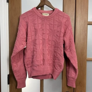 J756 - Pink Vintage L.L.Bean Decorative Sweater - Size L - Picture 1 of 6