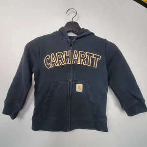 Carhartt Sweatshirt Boy Size 6 Black Full Zip Up Hooded Logo Embroidered - Picture 1 of 8