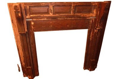 ANTIQUE Fireplace MANTLE Pine WOOD Latrobe PA Mantel 1903 - Image 1 of 4