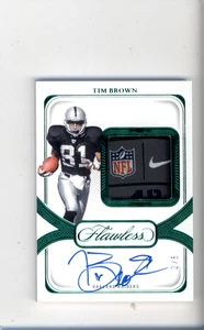 2024 Panini NFL Flawless Tim Brown Laundry Tag Auto Emerald /5 Logo Patch - Bild 1 von 2