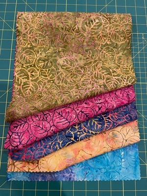 Batik Sample Card - 100% cotton - 5 fabrics - 11"w x  18"l -#191 - Image 1 of 2
