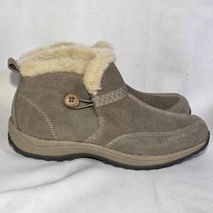Easy Spirit Boots Womens 7.5M Skilift Ankle Bootie Beige Leather Casual Comfort - Picture 1 of 8