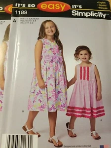 SIMPLICITY PATTERN 1189 DRESSES EASY GIRLS SIZES 3 4 5 6 7 8 UNCUT - Picture 1 of 2