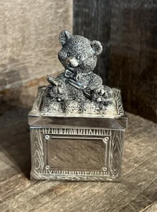 Morgan Vintage Silver Plated Teddy Bear Keepsake Trinket Tooth Fairy Box - Picture 1 of 6