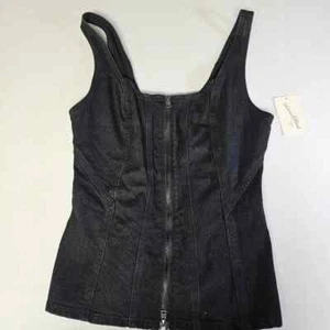 Universal Thread Women’s Size 4 Black Zipper Front Slim Fit Denim Corset Top - Picture 1 of 1