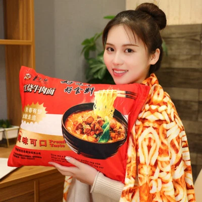 Ramen Noodles Japanese 3D Funny Blanket Plush Warm w/ 1 Pillow Cushion Harajuku - Image 1 of 4