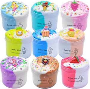 Butter Slime Kit Two-Toned 9 Packed For Girl Boys Party Favors Toys, Stocking 6 - Picture 1 of 6