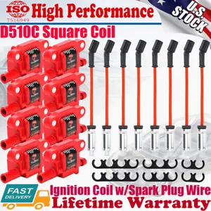 8Pack High Performance Ignition Coil & Spark Wire For Chevy GMC 5.3L 6.2L D510C - Picture 1 of 16