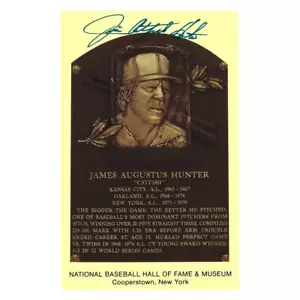 Jim Catfish Hunter firmato HOF targa cartolina JSA COA NY Yankees autografo - Foto 1 di 3