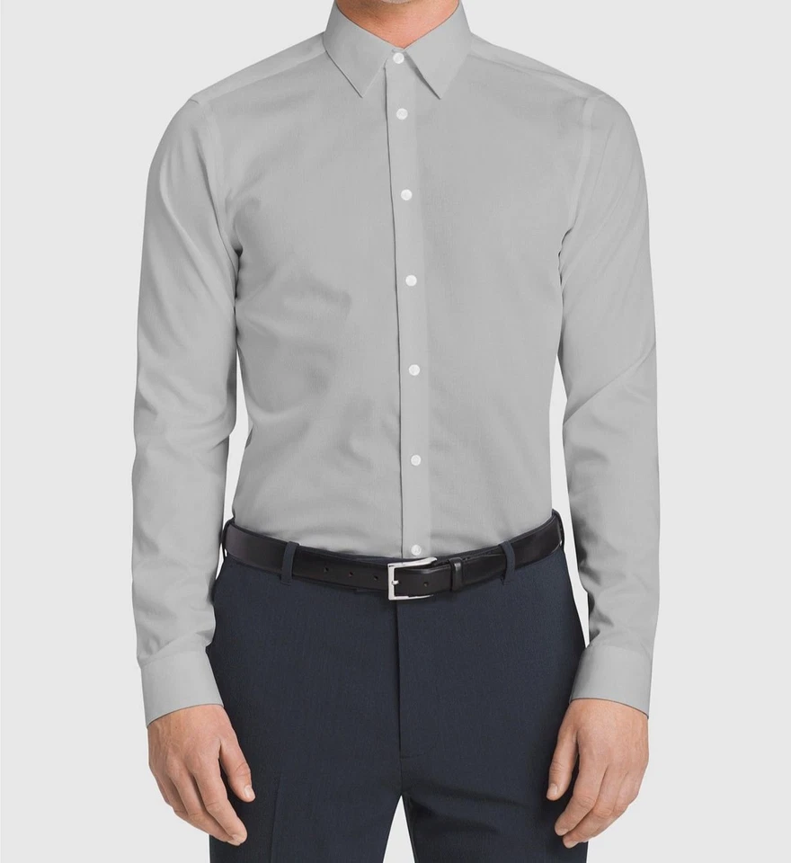 Calvin Klein Gray 15 X 34/35 Slim Fit Men Dress Shirt Non-iron S29