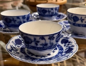 19thC (3) Cup & Saucer Sets & Mug/plate Johnson Brothers HOLLAND Flow Blue 8 PCS - Picture 1 of 24