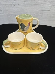 Herman Dodge & Sons Tea for Two Tea Set W/Pitcher Rooster & Flowers Hand Painted - Picture 1 of 9