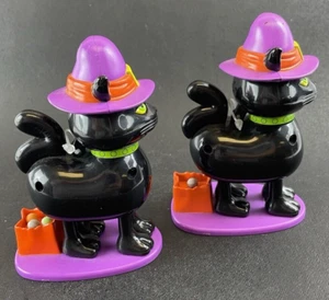 Contenedor de dulces de gato negro de Halloween sonido y acción par de 2 dulces 5,25" - Imagen 1 de 8
