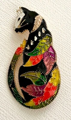 Broche gato esmaltado multicolor Foto 1 de 4