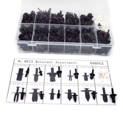 690PCS/Box Car Body Push Pin Rivet Trim Panel Fastener Clip Moulding Assortments - Изображение 1 из 4