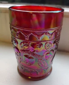 Fenton Red Carnival Glass Apple Tree Tumbler from the 90’s - Marked - Picture 1 of 13