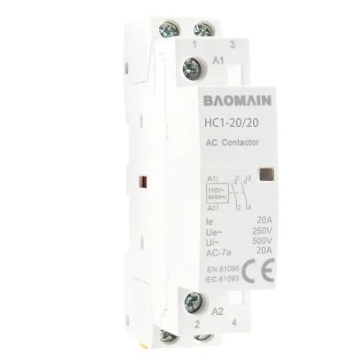 AC Contactor HC1-20/20 110V 20A 2 Pole 2NO Universal Circuit Control DIN Rail... - Image 1 of 4