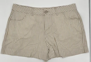 womens Mix & Co. shorts, pinstripes tan/white, lightweight Medium - Picture 1 of 6