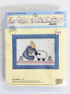 BUCILLA Daisy Kingdom FARM BUNNY Counted Cross Stitch Kit With Frame 7 x 5   - Picture 1 of 2