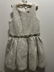 Max Studio Girls Fancy Lined Floral Special Occasion Pearls Belt Dress Size 6X - Picture 1 of 5