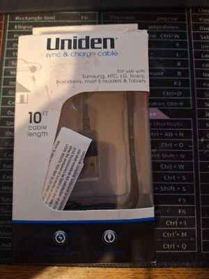 Cabo de sincronização e carga Uniden para uso com Samsung, HTC, LG... Novo - Imagem 1 de 4